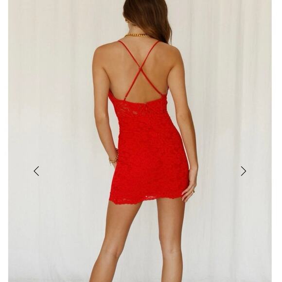 Hello Molly NEW Size 8 Run Away with Me Red Lace Mini Dress - Picture 3 of 12